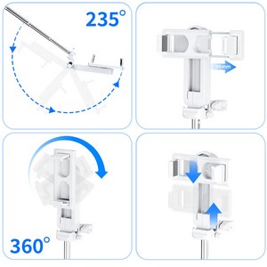 NICESUN 원터치 미니 블루투스 초경량 휴대폰 셀카봉 삼각대 90cm, 화이트, 1개, M56
