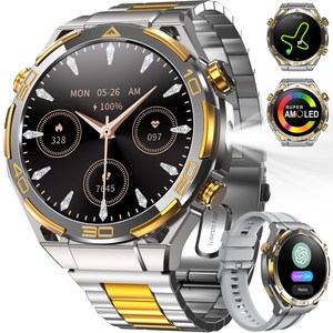 Baolubao W90pro 스포츠 스마트워치 GPS 운동데이터 기록 피트니스 러닝 심박수 칼로리 측정 멀티 스포츠모드 방수 스마트워치, GPS + 블루투스, 4.8cm, 은색