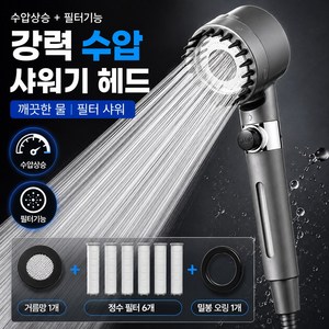 심플리앙 수압 3단조절 샤워기 헤드 정수 필터, 머드 그레이, 1세트