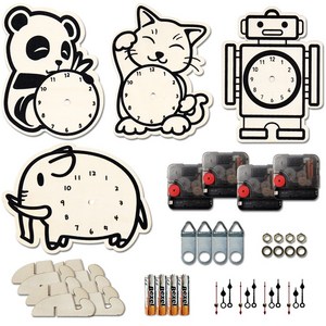 내가 만들어 더 예쁜 하나뿐인 시계 벽시계 탁상시계 만들기 재료 시계판4개+무소음무브먼트+시계바늘+건전지+고리+거치대+육각너트+와셔, 시계만들기 4종세트