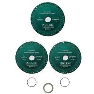 플로메리아 만능 그라인더날 5인치 3개입 세트 외경125mm 내경 22.23mm 타일날 멀티 융착 절단석 철근 다용도 타일 석재 목재 철 연마석 pvc파이프 링아답터포함, 1세트, 1
