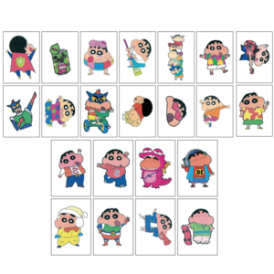 판다로드 짱구 판박이 스티커 타투 문신 헤나 물 스티커, 1세트, 캐릭터 22종