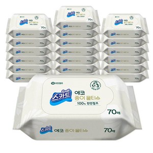 스카트 에코 종이 물티슈 리필형, 150g, 70개입, 20개