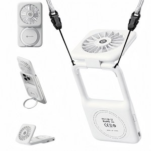 minilife 휴대용 선풍기 5in1 다기능 넥108g 탁상용 핸디형 마그네틱 거치대 다각도 조절, 흰색, F2