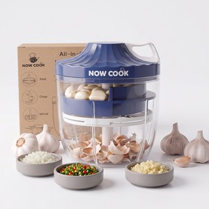 [NOW COOK] 야채다지기 마늘까기 계란풀기 수동거품기 만능초퍼 3in1, 1개, 딥블루