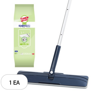 3M 올터치 더블액션 막대걸레 블루 대형+베이직 정전기 청소포 60매, 1세트