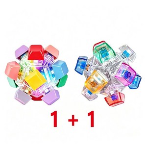 BIKASU LED 클릭커 키링 12구 스트레스해소 딸깍이 키보드 키링, 2개, 투명 컬러 + 마카롱 컬러