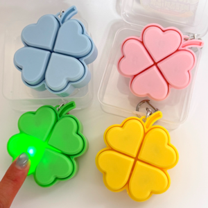 [2개세트] 행운만땅 LED 네잎클로버 딸깍이 키캡 키링, 1세트, 4.초록&분홍