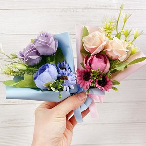 납골당 조화 미니 꽃다발 성묘 봉안당 꾸미기, 핑크블루, 2개