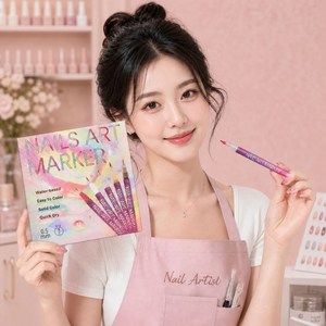 수정문구 12색 네일아트 마카세트, 혼합색상, 1개