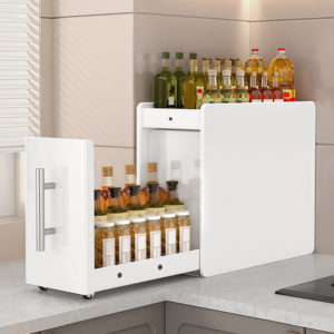 MHJY 주방 철제 수납함 틈새 서랍형 슬라이딩 양념통 정리함, 1개, 화이트