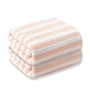 Craftsy 고급 줄무늬 극세사 호텔 대형수건 40수 샤워타올 바스타올 비치타월 목욕타올 고흡수력 수건, 2개, 분홍색