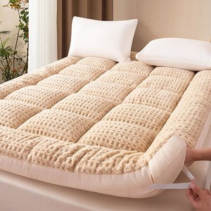 방일 두꺼운 부드러운 기모 고정밴드형 매트리스, 6cm, 베이지색(150*200cm)