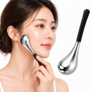 프레신 아이페이스 스테인리스 괄사 스틱 얼굴 목 어깨 바디 셀프 마사지, 실버, 1개