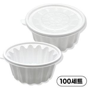 일회용 냉면용기 195파이 대 백색 (용기+뚜껑) 배달 포장용기, 1박스, 100세트