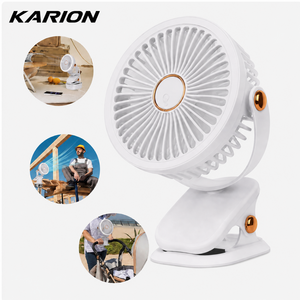 KARION 무선 클립형 선풍기 5단 풍속 저소음 LED 무드등 C타입 충전, 화이트, F19