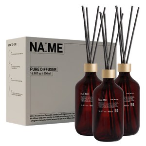 나메 대용량 프리미엄 디퓨저 스틱 세트, 3개, 500ml, 플럼