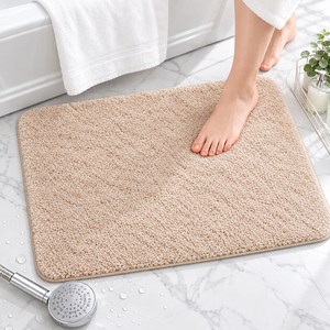 HUIstore 빨아쓰는 호텔 욕실 발매트, 연베이지