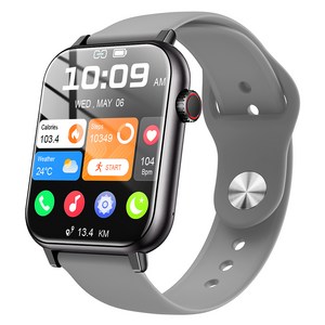 LifeSync 통화가능 스마트 워치 운동측정 2.0인치 대화면 한글판 스마트밴드, 그레이, 4.5cm, 블루투스