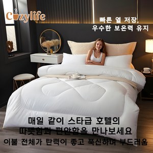 Cozylife 이불 호텔이불 차렵이불 겨울이불 극세사이불 이불브랜드 겨울이불추천 조선호텔이불 3.9kg, (봄가을 이불 1.9kg), 흰색