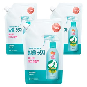 온더바디 코튼풋 발을 씻자 풋샴푸 리필팩 자몽민트향, 1개입, 3개, 500ml