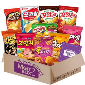 봉지스낵 과자세트 8호{포카칩+스윙칩+신짱+카라멜땅콩+고래밥+눈을감자+자갈치+꿀꽈배기+감자깡+고구마깡}+메세지카드, 1박스