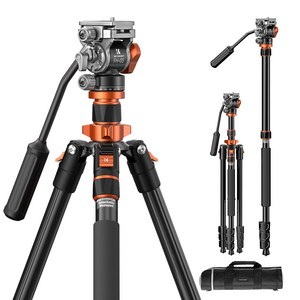 K&F CONCEPT DSLR 여행용 알루미늄 유체헤드 비디오삼각대, 1개, O234A7+FH-03