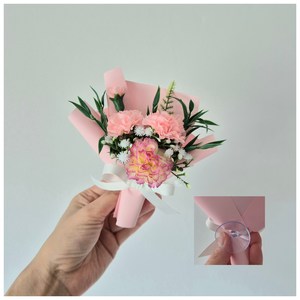 카네이션 납골당 미니꽃다발 조화 3컬러(큐방 양면테이프포함)추모 봉안당 조화, 1개, 진핑크