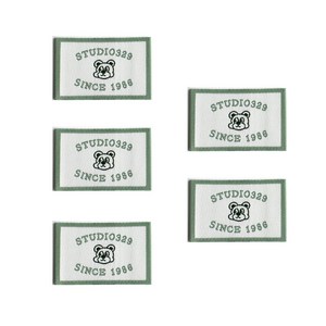 yarna Studio 329 곰돌이 캐릭터 패브릭 천 라벨, 5개, 그린