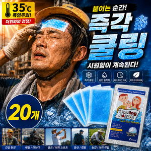 리얼샵 아이스 쿨패치 폭염 쿨링패치 런닝 아이스패치 붙이는 해열시트 야구장 패치, 20개