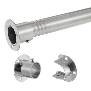 Vellichor 32mm 다용도 신축봉 길이조절 가능 튼튼한 스테인리스 옷걸이봉 옷장 수납봉 브래켓 초강력 커튼봉, 실버
