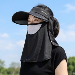 온더힐링 여성 UV 자외선 차단 쿨마스크 썬캡 모자 탈부착형, 1개, 퓨어블랙
