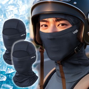 [1+1] 우디우디 99% 자외선차단 여름 오토바이 쿨 바라클라바, 1세트, 07. 네이비+네이비