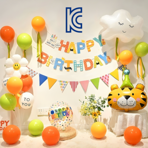 조빈니타 홈 생일파티 풍선세트, 1세트, 옐로우 라이언