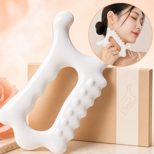 그린스토아 괄사 마사지기 두피 붓기 림프순환 얼굴 승모근, 화이트, 1개
