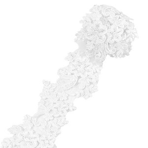 폴리에스터 레이스 트림 시퀸 장식 60mm x 2야드 옷 수선 부자재, 화이트