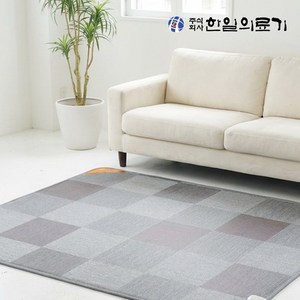 한일의료기 거실용 탄소매트 전기매트 전기장판 전기카페트 체크그레이, 특대형 분리난방(183x270cm)