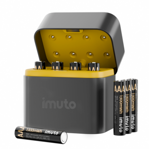 IMUTO 1.5V 리튬 배터리 건전지 충전지 충전기 세트 AAA 1300mWh, 1세트, 8개입