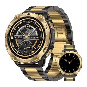 KOSPET TANK T4T 스마트워치 방수방진충격 방지 시계 블랙/실버 GPS+블루투스, GPS + 블루투스, 36.3mm, Golden