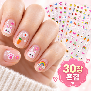 오픽코 야광 네일스티커 네일아트, 1개, 큐티 혼합 30장
