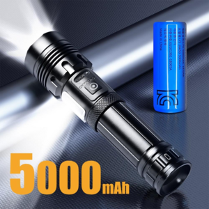 EVOKME XHP90.2 손전등 LED 후레쉬 줌 써치라이트 충전식 휴대용 초걍력 고휘도 26650 5000mAh 블랙, 1개, 블랙-신상