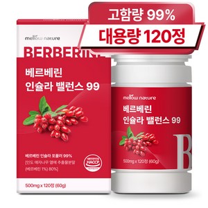 멜로우네이쳐 베르베린 인슐라 밸런스 99 대용량 식약청 HACCP 인증, 1개, 120정