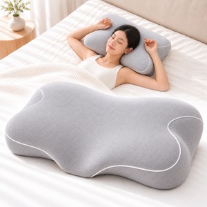 HOMEY NEST 편안한 경추베개 인체공학 설계 다기능 사계절용 초고밀도 메모리폼 이형베개 YXHMZ-15, 1개, 그레이