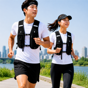 런맥스 초경량 남녀공용 트레일 러닝 조끼 마라톤 등산 백팩 베스트, 1개, 블랙