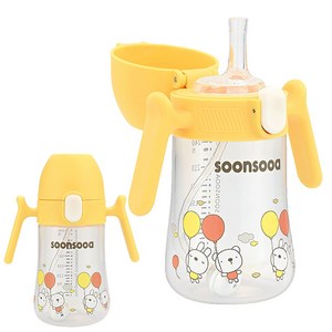 순수아 원터치 빨대컵 추 빨대, 옐로우-추형, 1개, 240ml