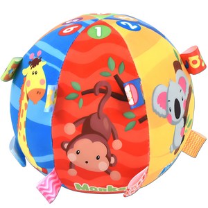 오즈토이 동물 딸랑이 방울 촉각 헝겊 아기공, 혼합색상, 1개