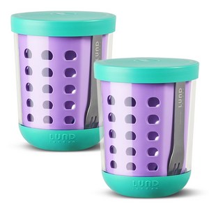 룬드런던 후르츠팟 휴대용 샐러드용기 과일용기 600ml, 라일락, 2개