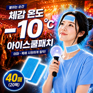 베옵미 오아시스 붙이는 아이스 쿨패치 냉각 시트 하이드로겔 여름 야외활동 콘서트 쿨패치, 40개