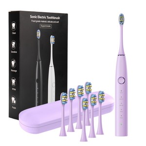 음파전동칫솔 초음파 전동칫솔 스마트 음파 전동칫솔 본체 전동칫솔 파워화이트닝 전동칫솔 전동칫솔 리필브러쉬 6개 여행가방, Pink, 1세트, X610