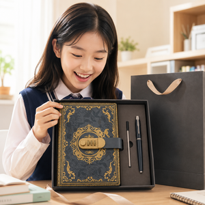 모아결 비밀번호 다이어리 비밀일기장 노트 잠금 볼펜 포함 선물세트, 1개, 빈티지 고서 다크그레이